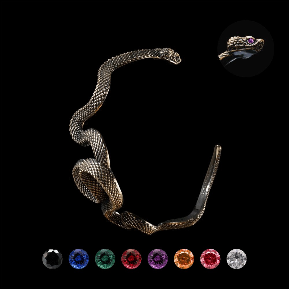Brass Coiled Snake Bracelet Details 01