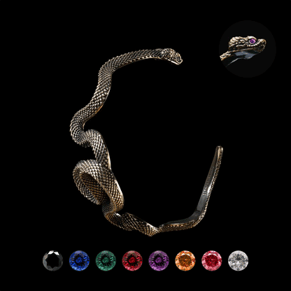 Brass Coiled Snake Bracelet Details 01