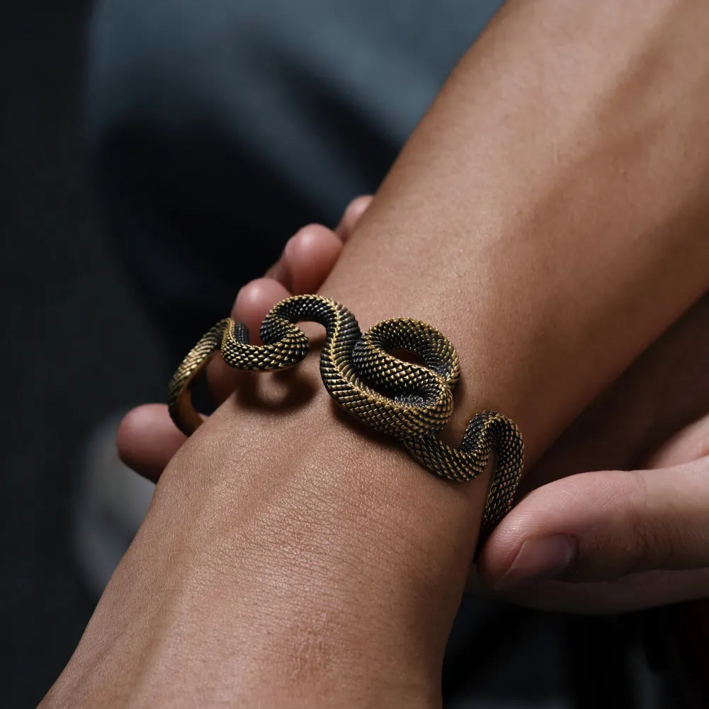 Brass Coiled Snake Bracelet Details 02