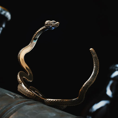 Brass Coiled Snake Bracelet Details 03