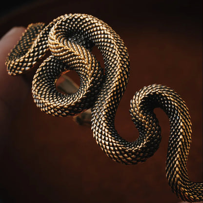 Brass Coiled Snake Bracelet Details 08