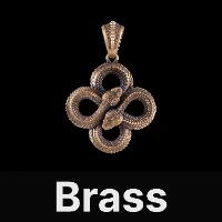 Double Snake Pendant Brass, Black Zircon