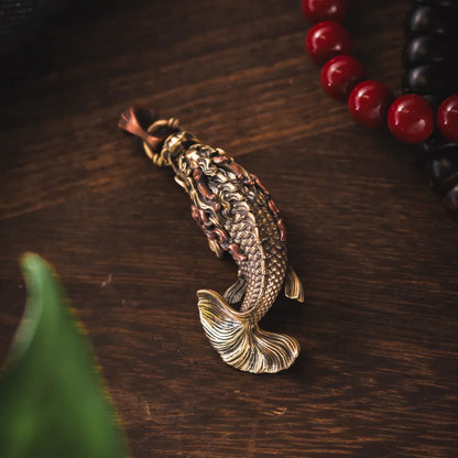 Brass Dragon Fish Pendant Details 02