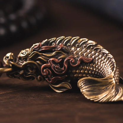 Brass Dragon Fish Pendant Details 04