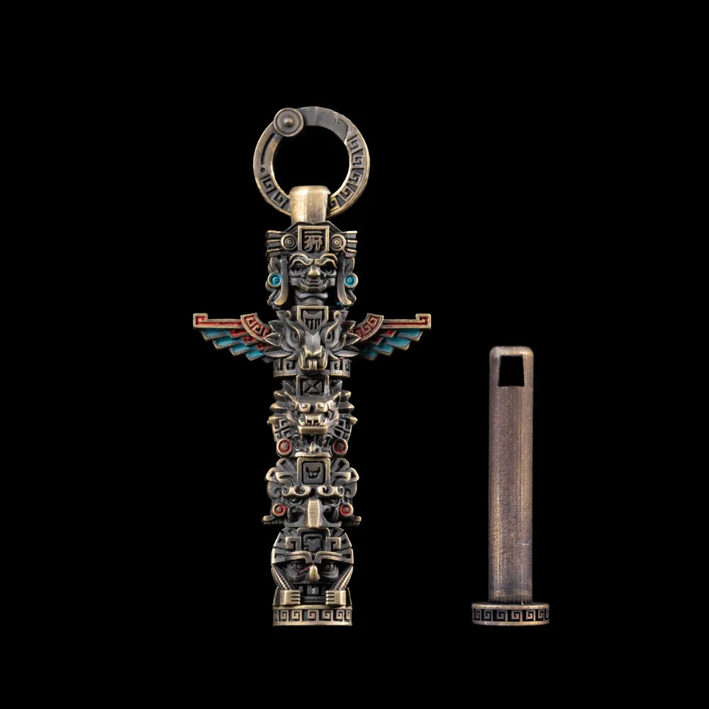 Brass Mayan Totem Pendant