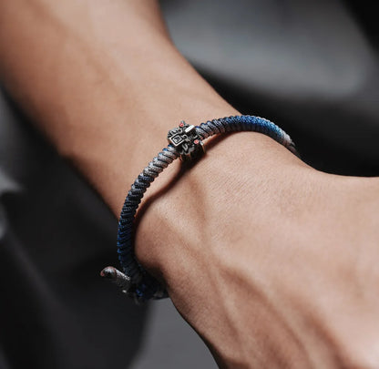 Brass Mayan Totem Rope Bracelet Details 01