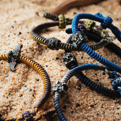 Brass Mayan Totem Rope Bracelet Details 02