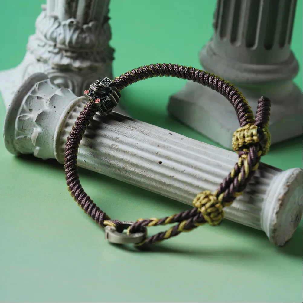 Brass Mayan Totem Rope Bracelet Details 03