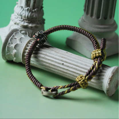 Brass Mayan Totem Rope Bracelet Details 03