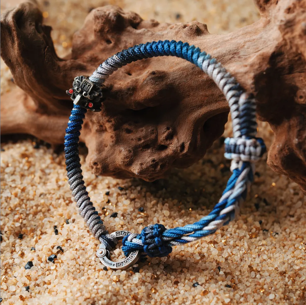 Brass Mayan Totem Rope Bracelet Details 06