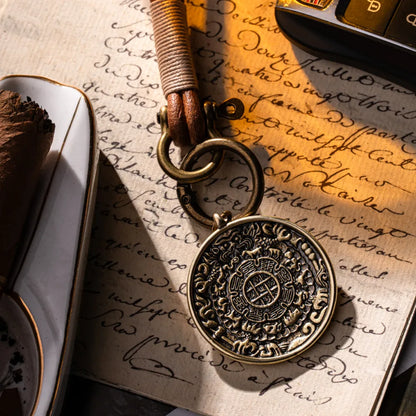 Brass Nine Palaces Bagua Talisman Pendant Details 01