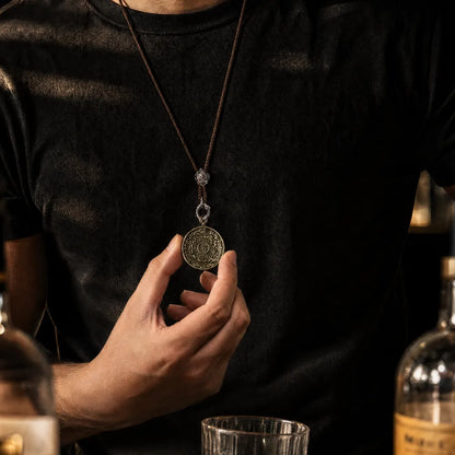 Brass Nine Palaces Bagua Talisman Pendant Details 02