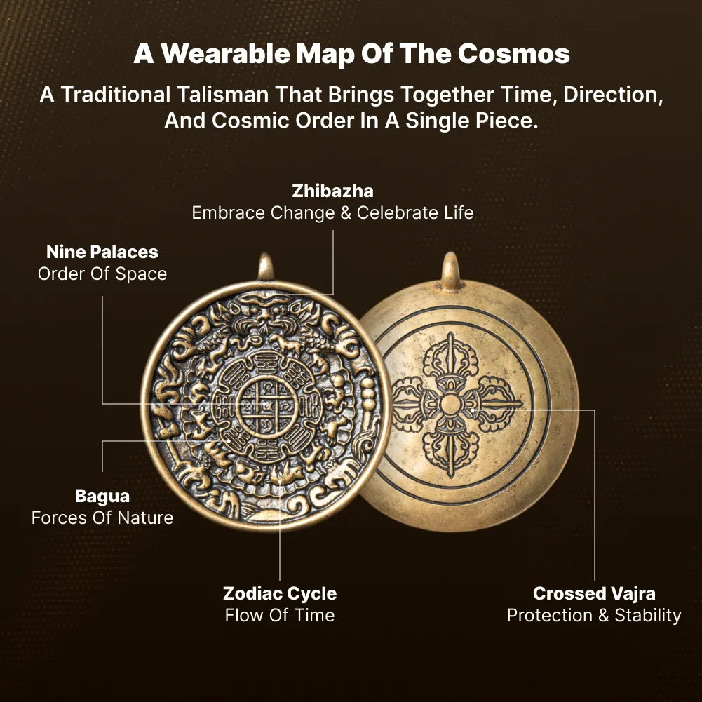 Brass Nine Palaces Bagua Talisman Pendant Details 03