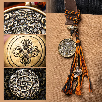 Brass Nine Palaces Bagua Talisman Pendant Details 07