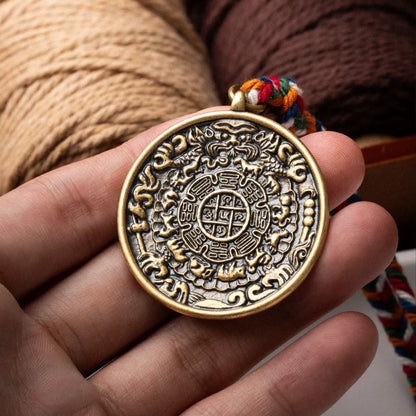 Brass Nine Palaces Bagua Talisman Pendant Details 08