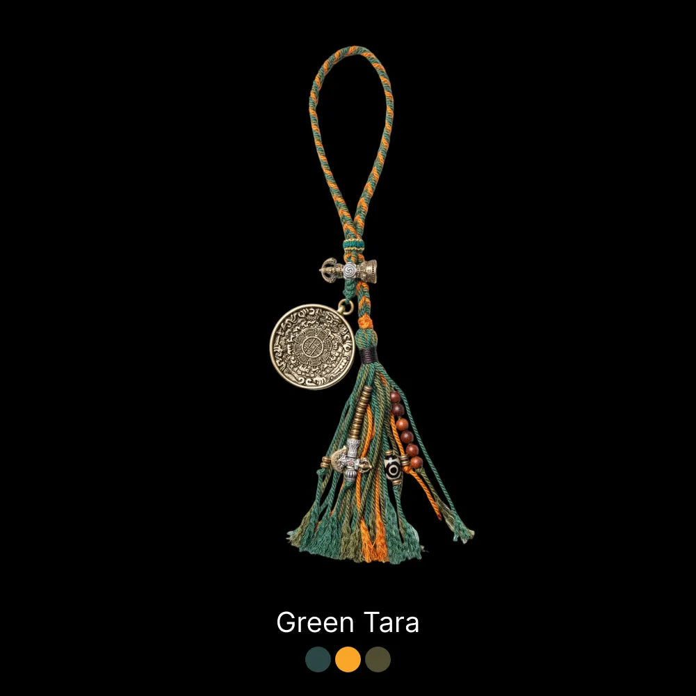 Brass Nine Palaces Bagua Talisman Pendant Green Tara Style