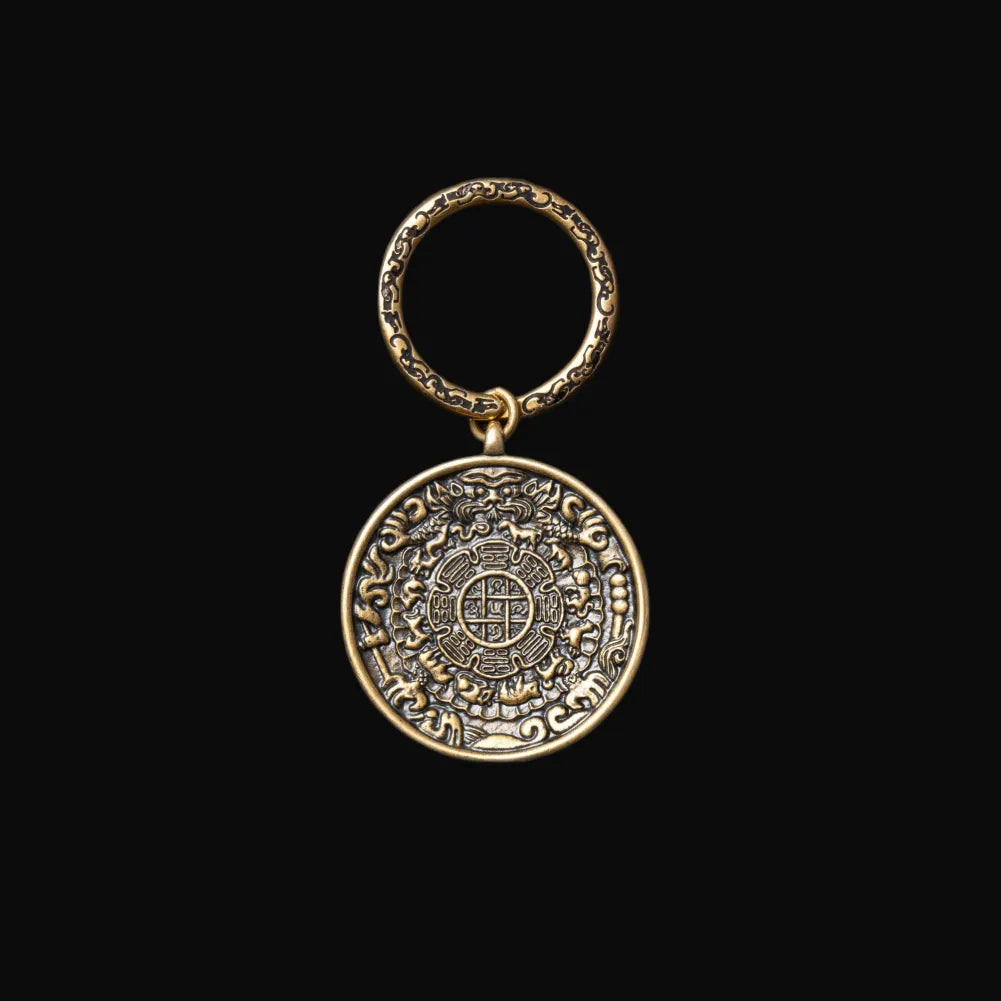 Nine Palaces Bagua Talisman Pendant with Key Ring