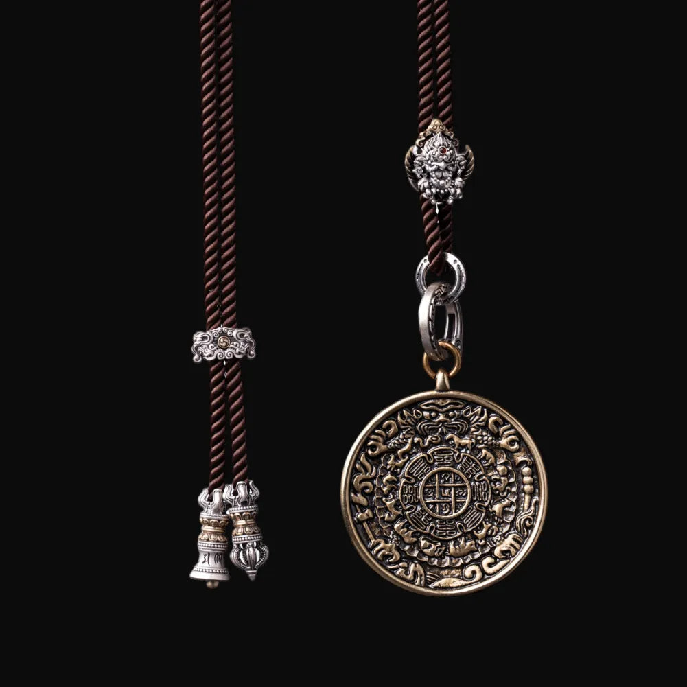 Nine Palaces Bagua Talisman Pendant with Rope Necklace