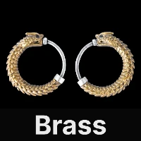 Ouroboros Earrings Brass & Black Zircon