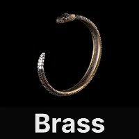 Rattlesnake Bracelet Brass & Black Zircon