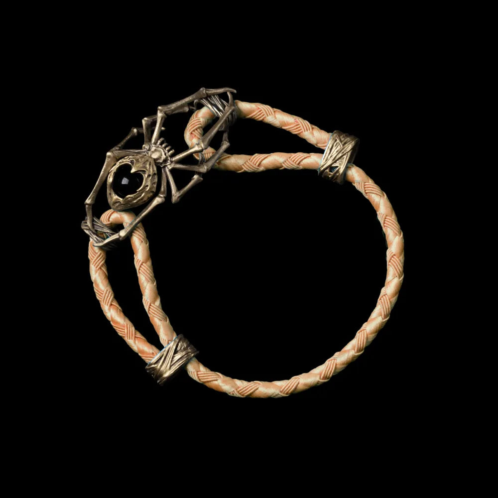 Brass Spider Rope Bracelet Braided Rope Beige