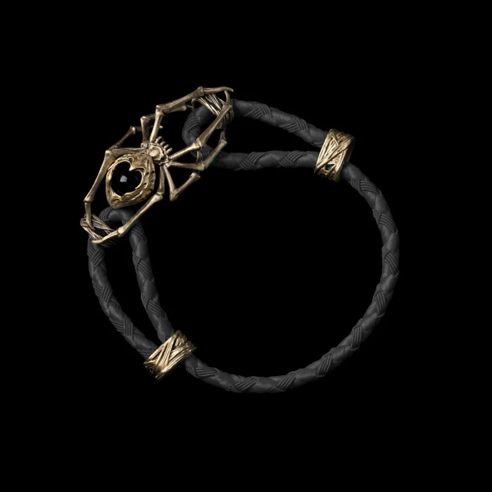 Brass Spider Rope Bracelet Braided Rope Black