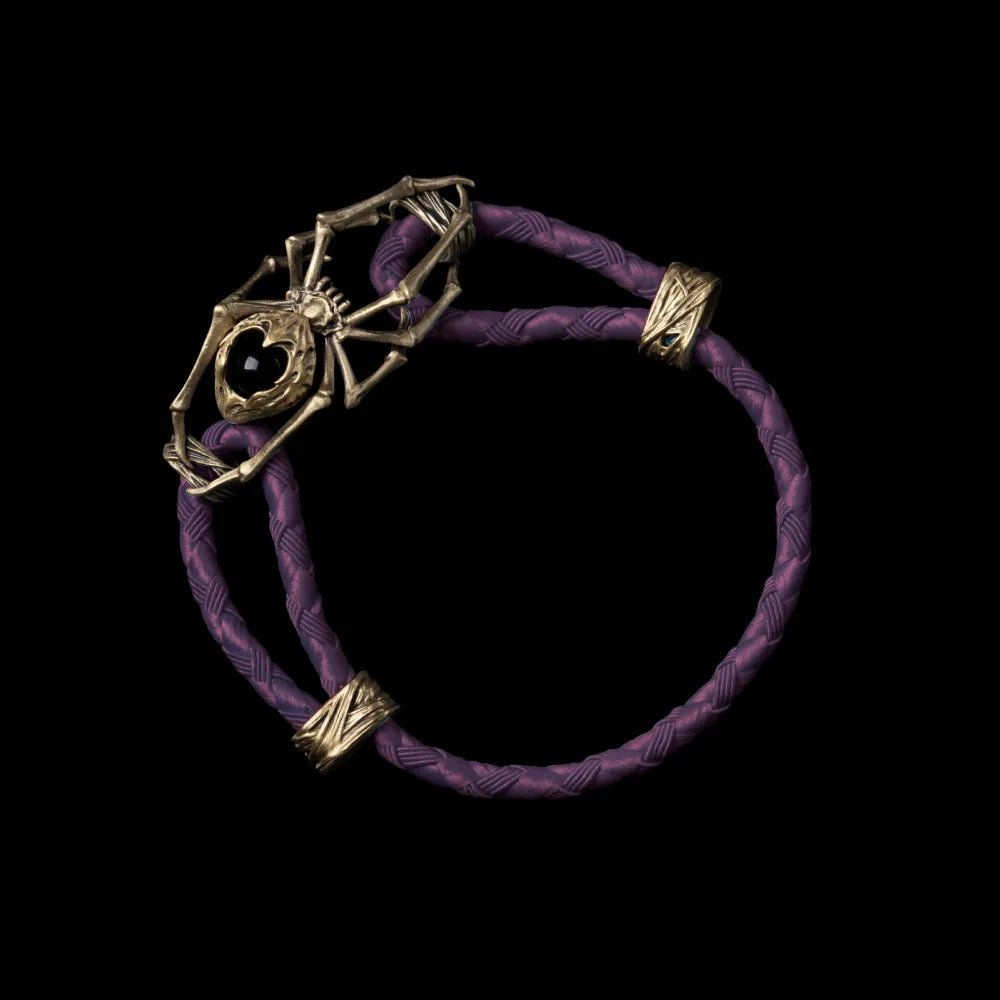Brass Spider Rope Bracelet Braided Rope Dark Purple