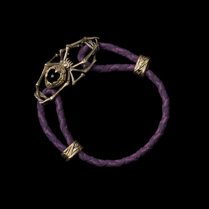 Brass Spider Rope Bracelet Braided Rope Dark Purple