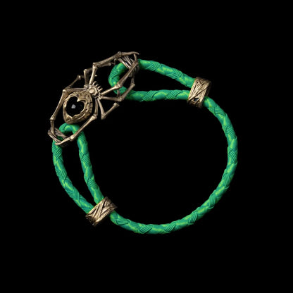 Brass Spider Rope Bracelet Braided Rope Green