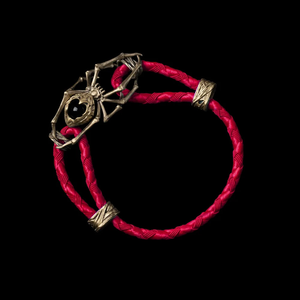 Brass Spider Rope Bracelet Braided Rope Jujube Red