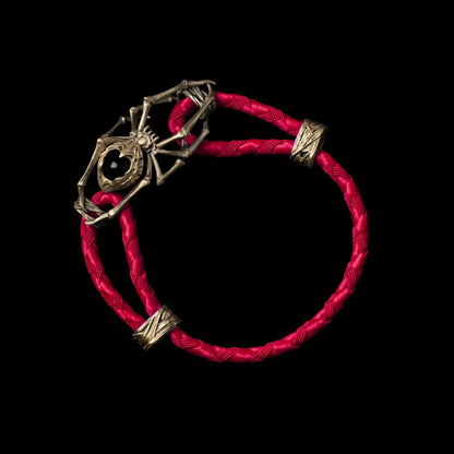 Brass Spider Rope Bracelet Braided Rope Jujube Red