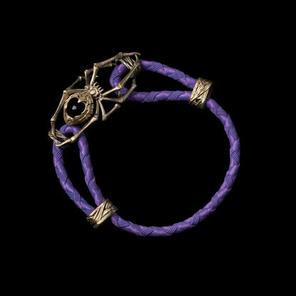 Brass Spider Rope Bracelet Braided Rope Purple