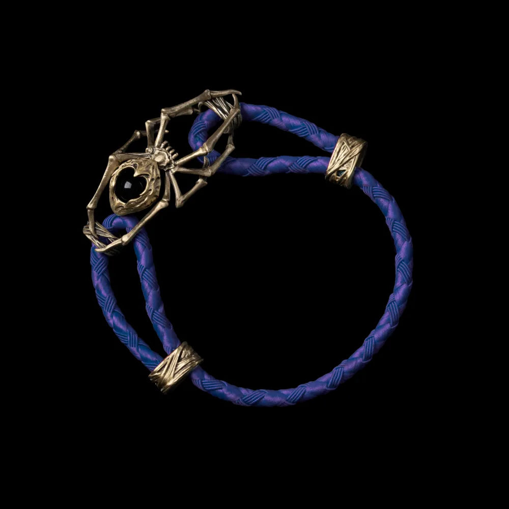 Brass Spider Rope Bracelet Braided Rope Vivid Blue