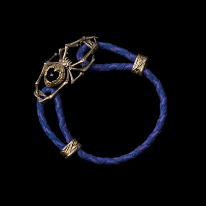 Brass Spider Rope Bracelet Braided Rope Vivid Blue