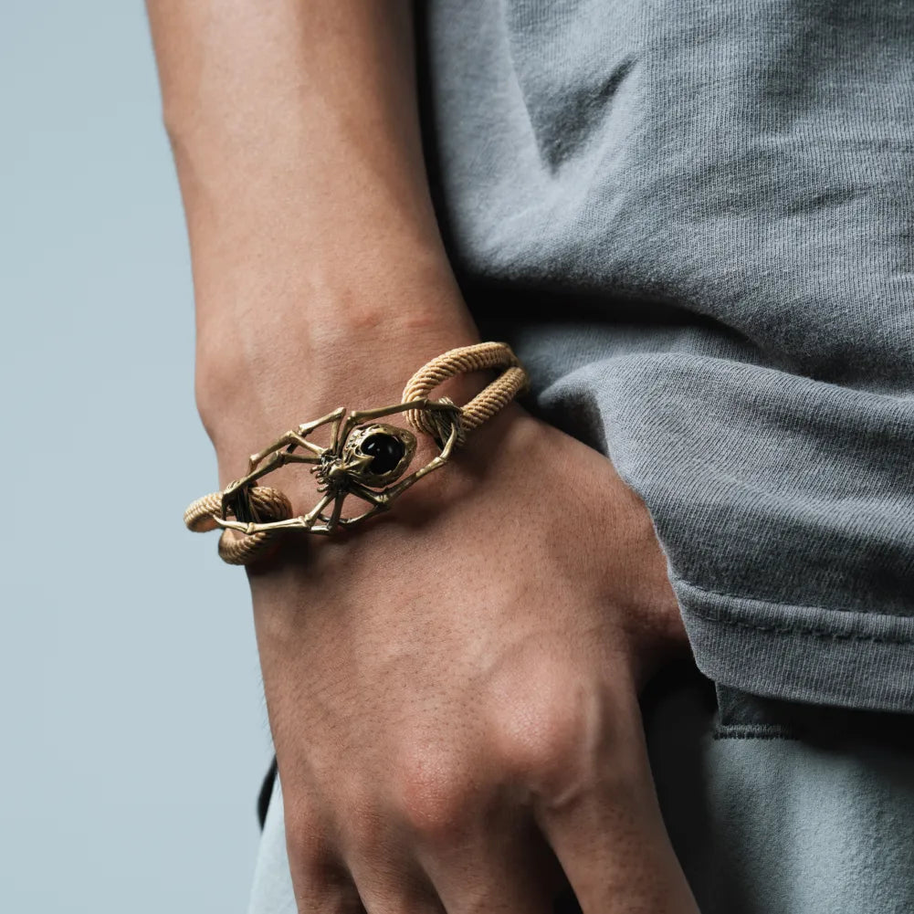 Brass Spider Rope Bracelet Details01