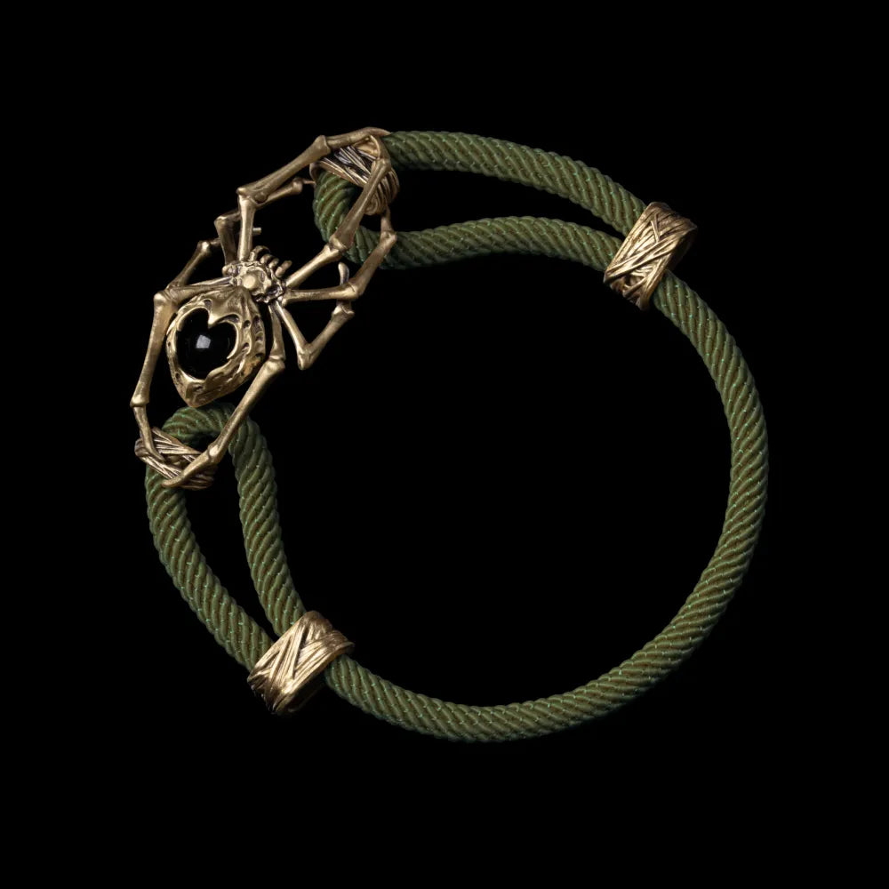 Brass Spider Rope Bracelet Milan Rope Army Green