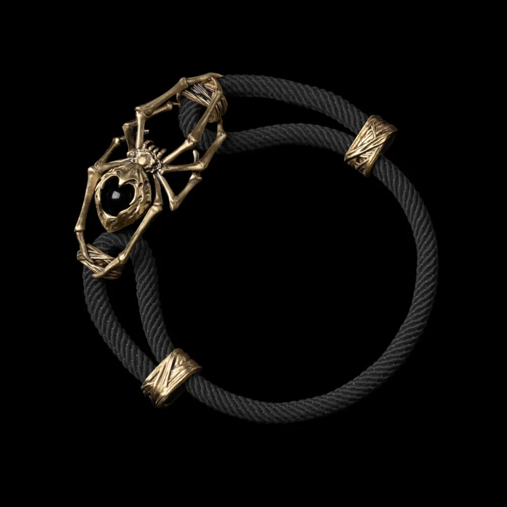 Brass Spider Rope Bracelet Milan Rope Black