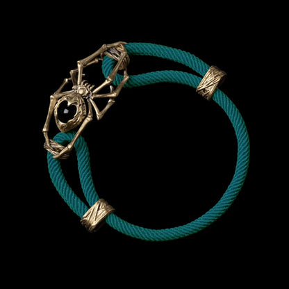 Brass Spider Rope Bracelet Milan Rope Dark Green