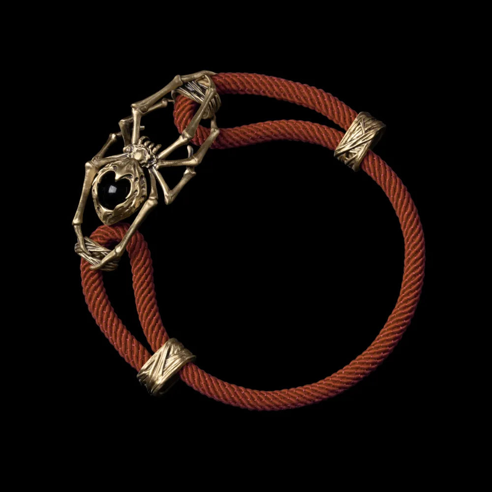 Brass Spider Rope Bracelet Milan Rope Dark Orange