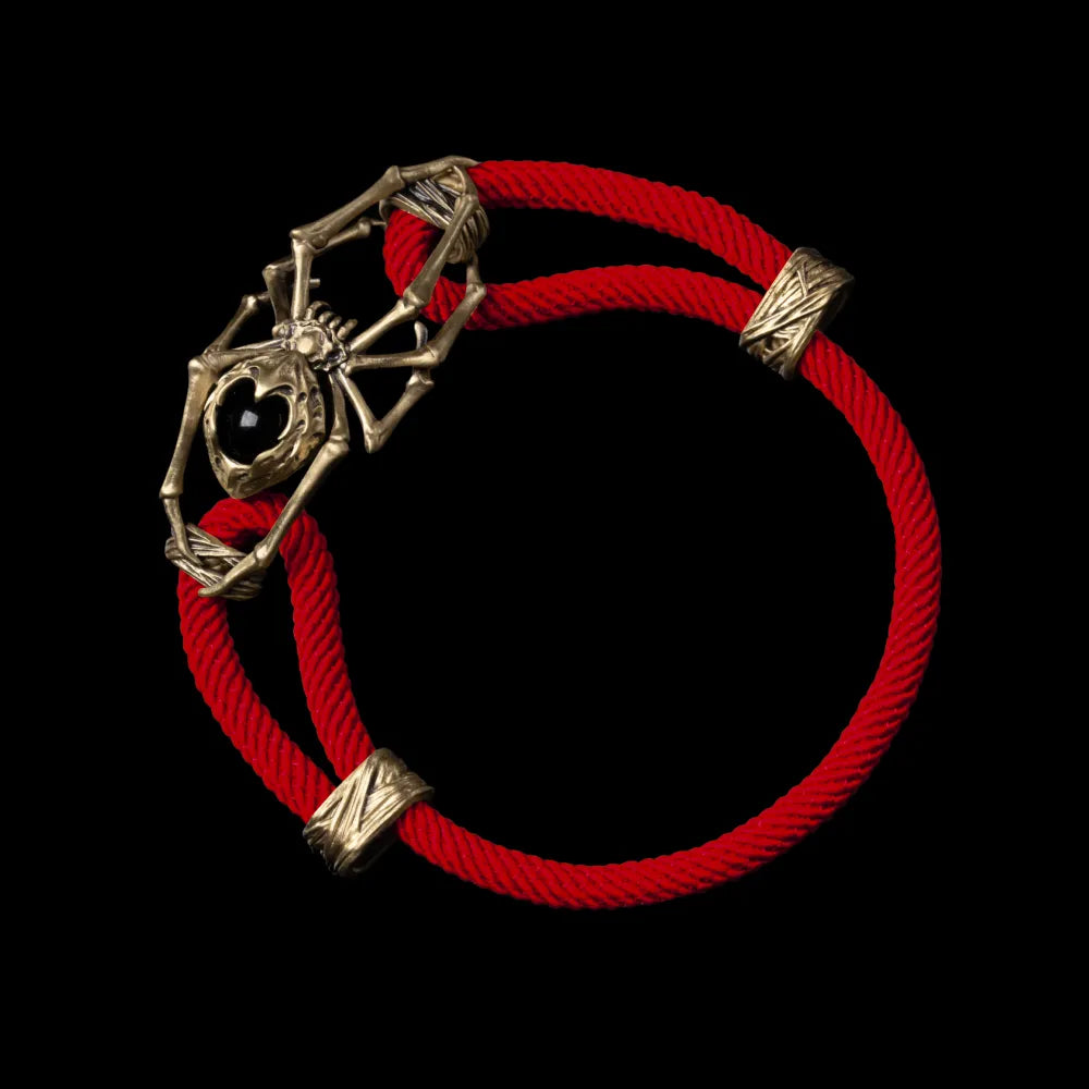 Brass Spider Rope Bracelet Milan Rope Fiery Red
