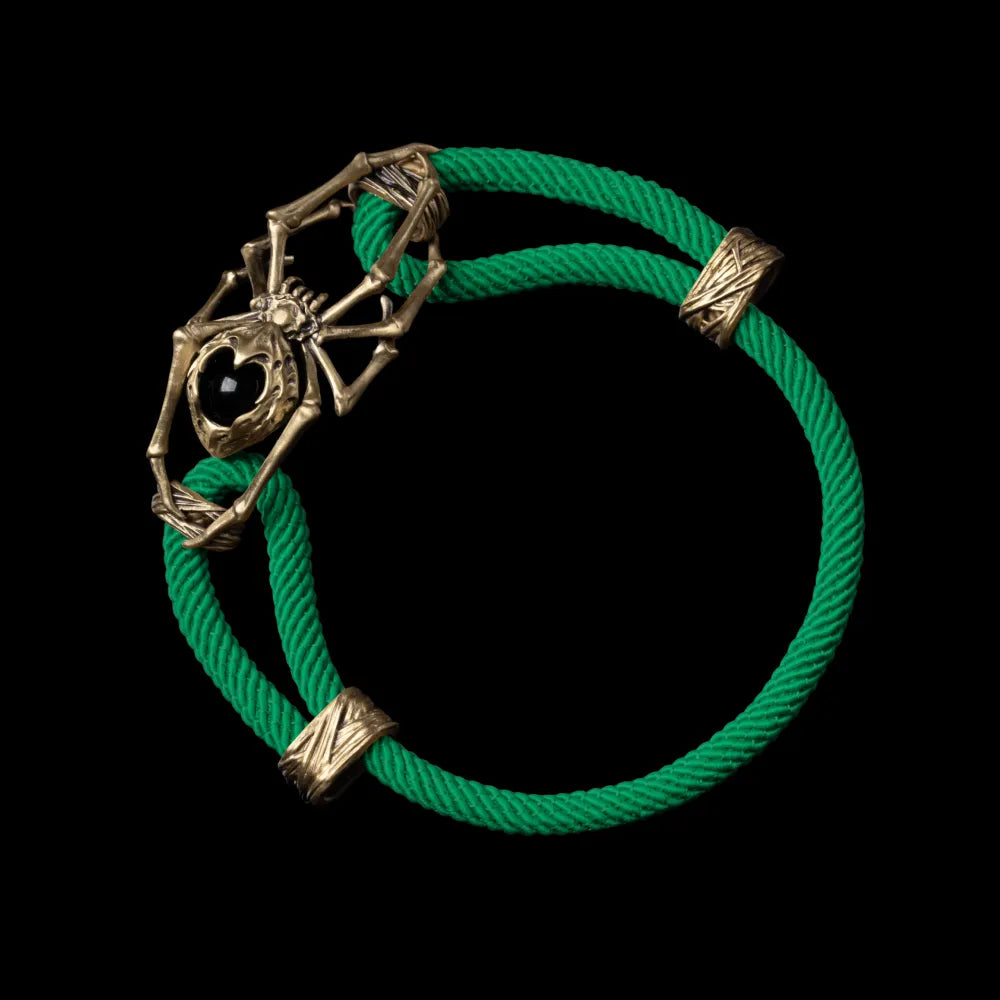 Brass Spider Rope Bracelet Milan Rope Green