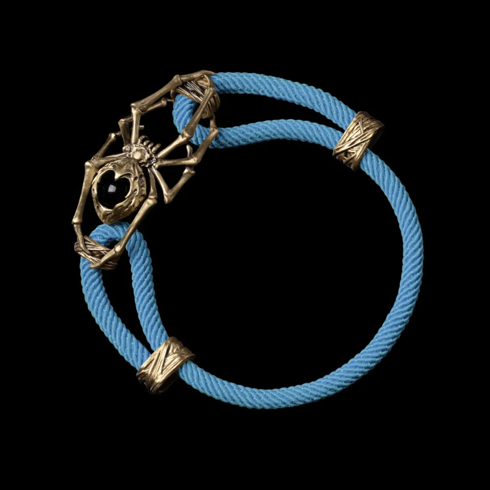 Brass Spider Rope Bracelet Milan Rope Light Blue