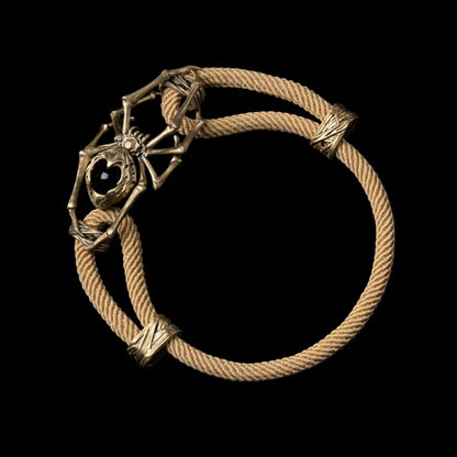 Brass Spider Rope Bracelet Milan Rope Light Khaki