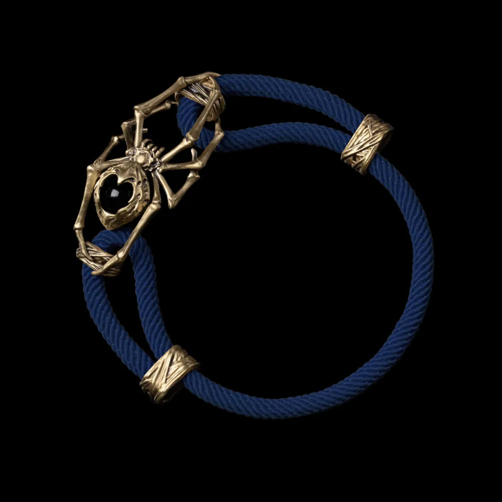 Brass Spider Rope Bracelet Milan Rope Navy Blue