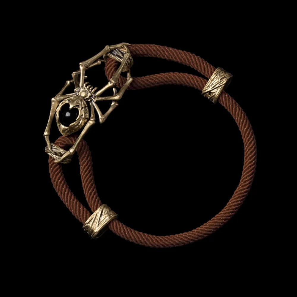 Brass Spider Rope Bracelet Milan Rope Reddish Brown