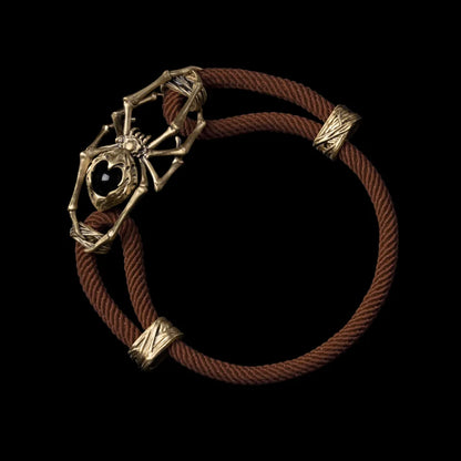 Brass Spider Rope Bracelet Milan Rope Reddish Brown