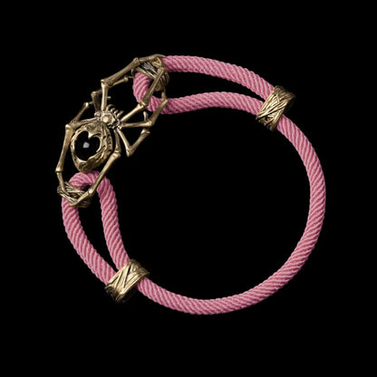 Brass Spider Rope Bracelet Milan Rope Strawberry Cream