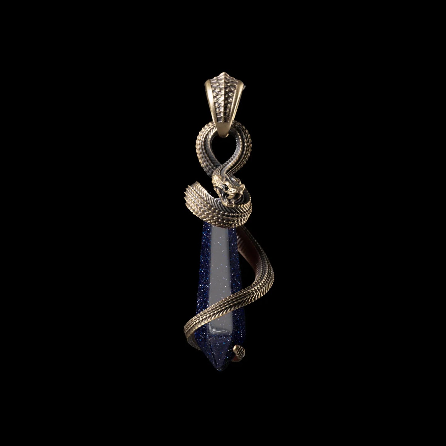 Brass Venom_s Heart Pendant Blue Sandstone