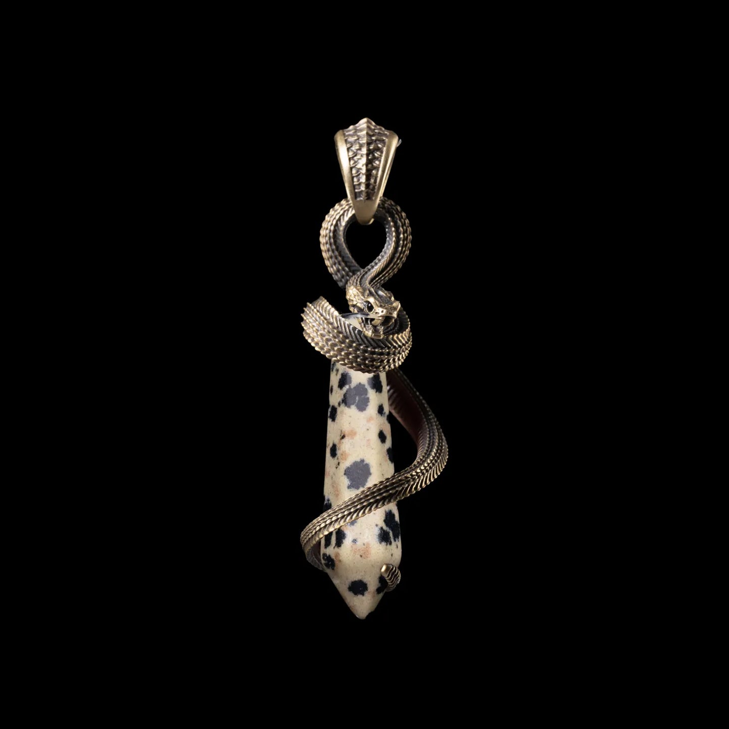 Brass Venom_s Heart Pendant Dalmatian Stone