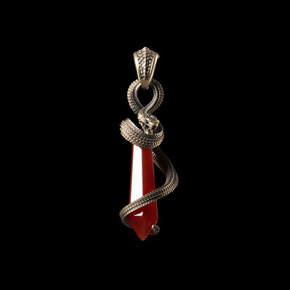 Brass Venom_s Heart Pendant Red Agate